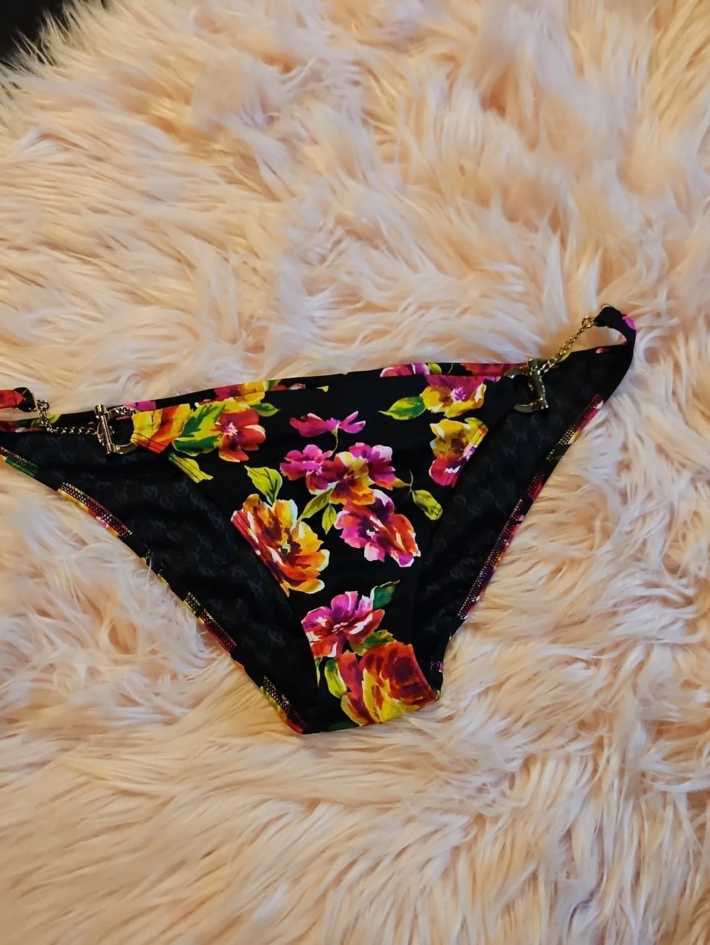 VS Swim Vintage 2012 Cheetah Peony Toggle Chain Triangle Bikini